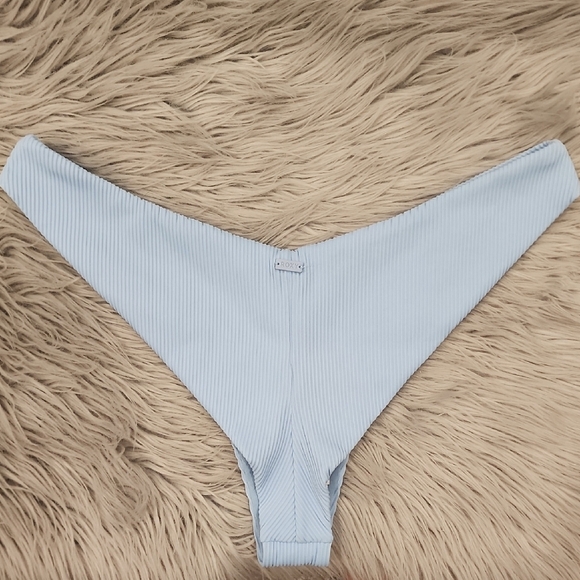 Roxy Bel Air Blue Ribbed Love The Sunseeker Cheeky Bikini Bottom - Picture 6 of 8